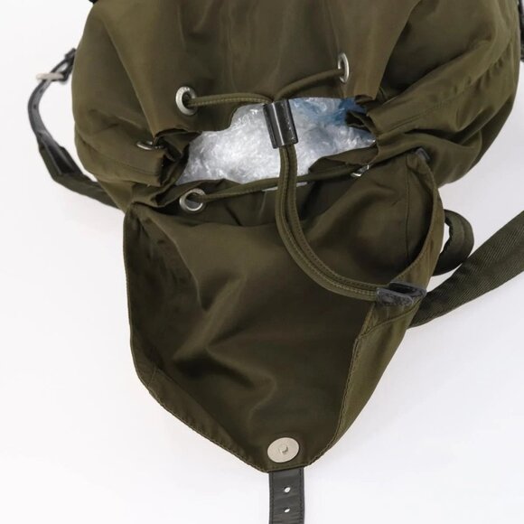 PRADA Backpack Nylon Khaki Silver Auth 150289 main image 15